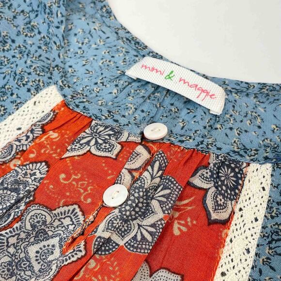 Mimi & Maggie Girls Blouse Top 4T Cottagecore Peplum Folk Victorian Old Money - Picture 2 of 6